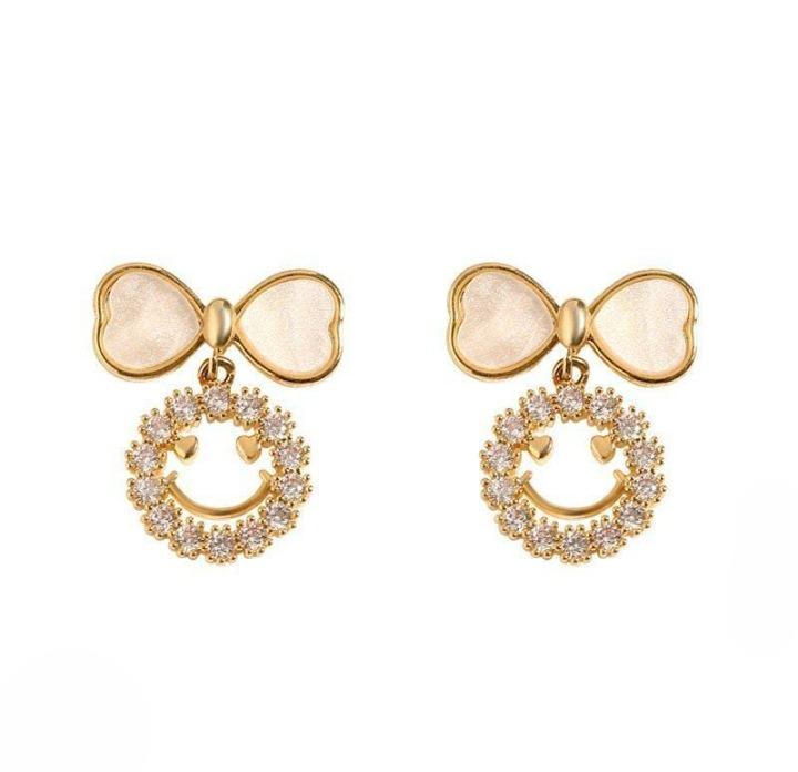 PXT-988 Smiley Face Zircon Korean Earrings HHC