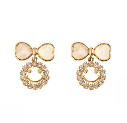 PXT-988 Smiley Face Zircon Korean Earrings HHC