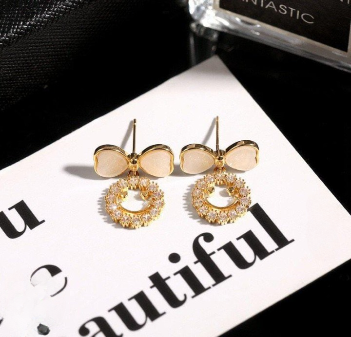 PXT-988 Smiley Face Zircon Korean Earrings HHC