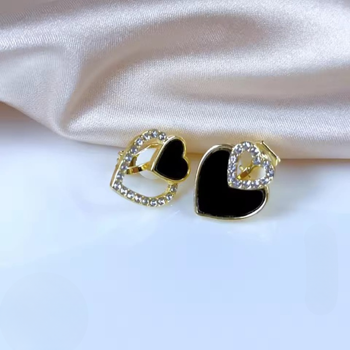 PJT-987 Beautiful Korean Heart Shape Zircon Earrings HHC