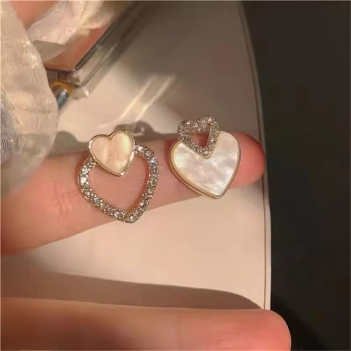 PJT-987 Beautiful Korean Heart Shape Zircon Earrings HHC