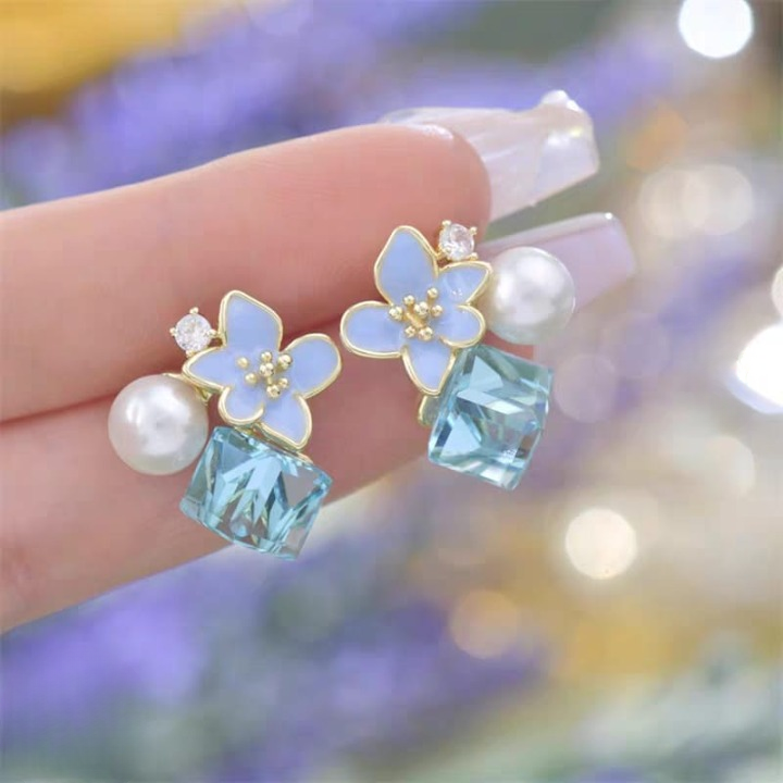 PJT-986 Crystal Flower Korean Earrings HHC