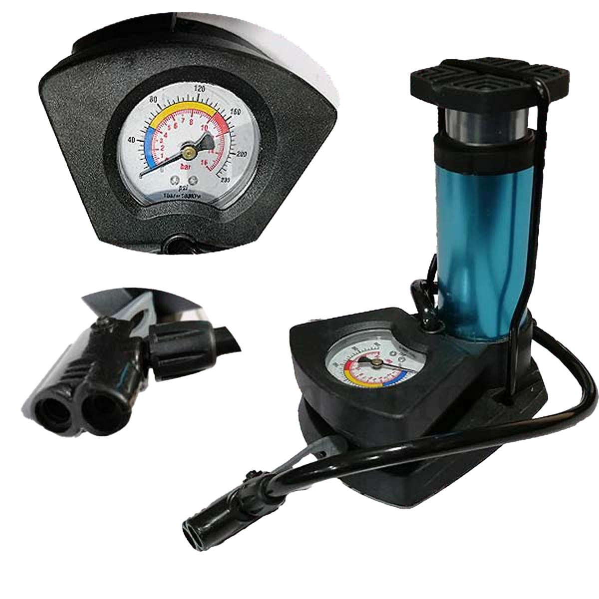 Foot And Hand Air Pump With Air Pressure Gauge HHC