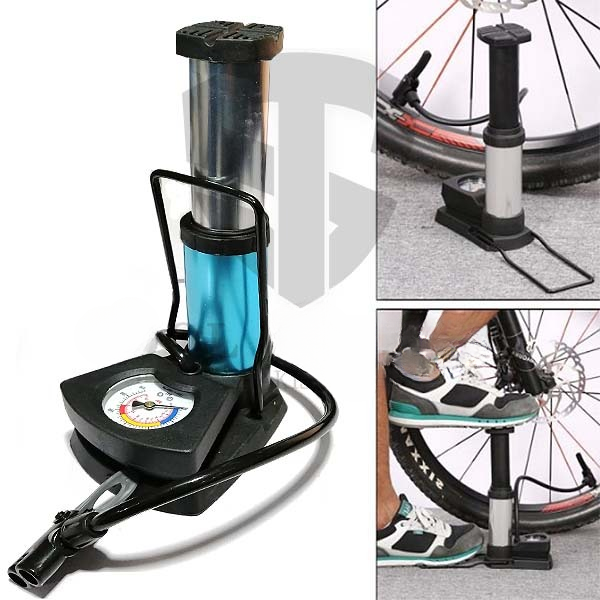 Foot And Hand Air Pump With Air Pressure Gauge HHC