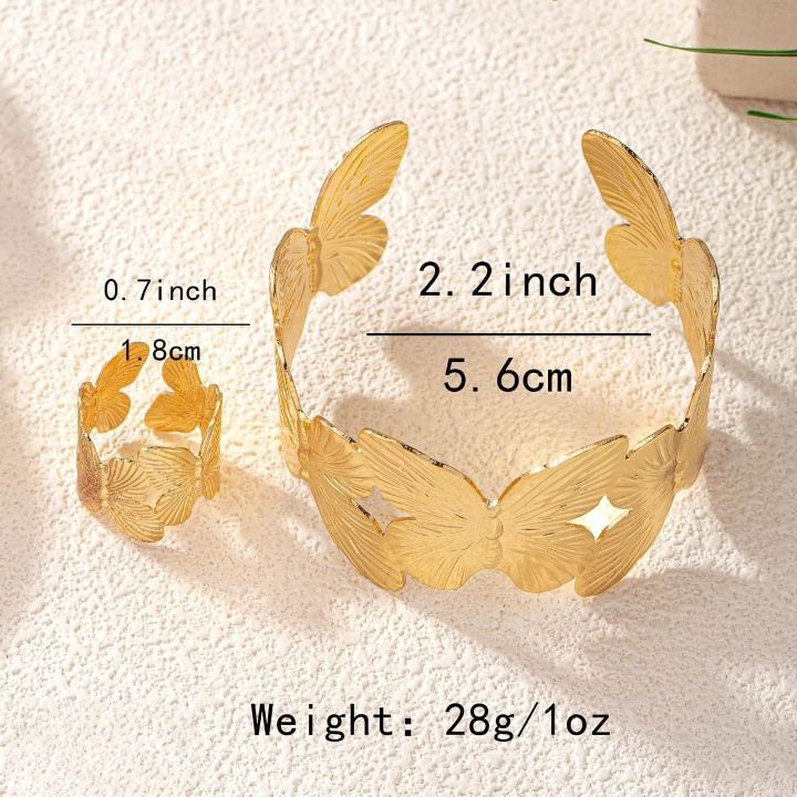 QST-166 Stylish Alloy Hand Cuff Ring Set HHC