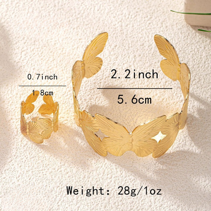QST-166 Stylish Alloy Hand Cuff Ring Set HHC