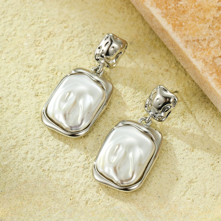PXT-115 Elegant Korean Gold Foil Earrings with White Stone HHC