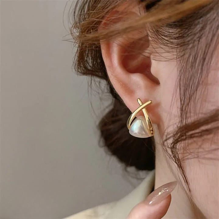 AVT-114 Trendy Korean Cross Pearl Earrings HHC
