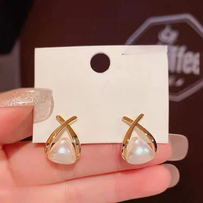 AVT-114 Trendy Korean Cross Pearl Earrings HHC