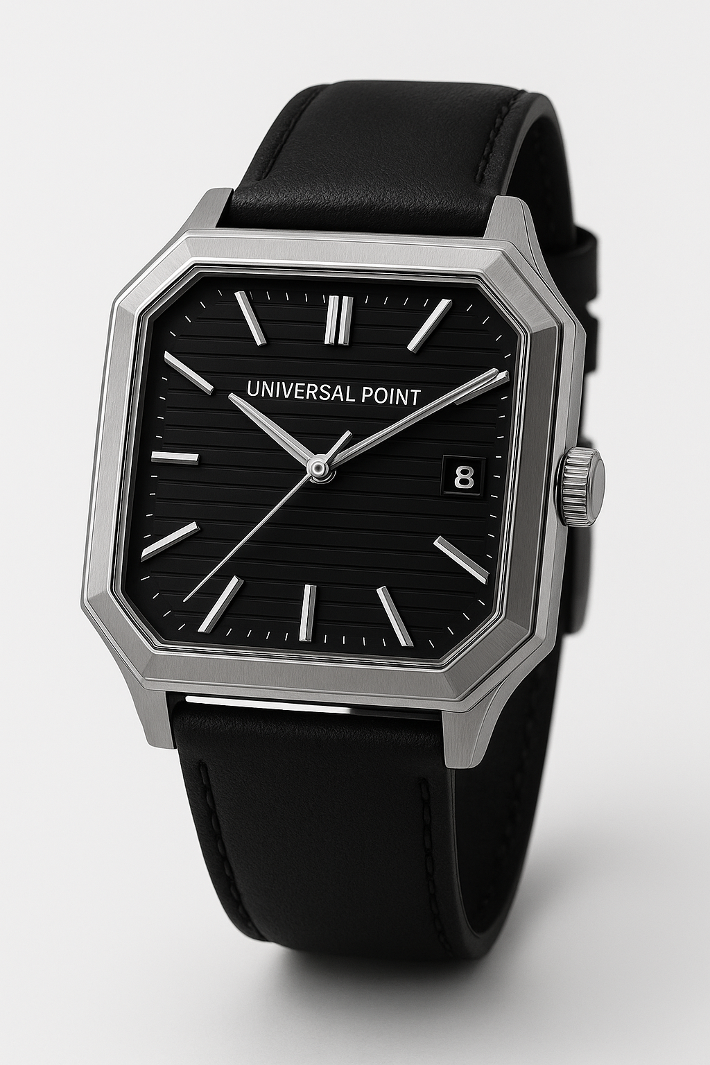 Universal Point UP 1988 Square Dial Leather Strap Watch – 3 ATM HHC