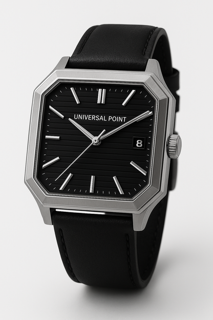 Universal Point UP 1988 Square Dial Leather Strap Watch – 3 ATM HHC