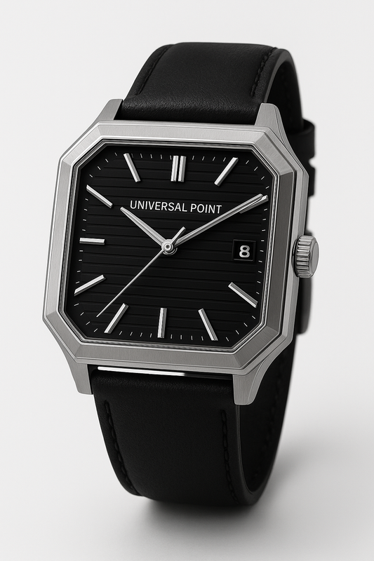 Universal Point UP 1988 Square Dial Leather Strap Watch – 3 ATM HHC