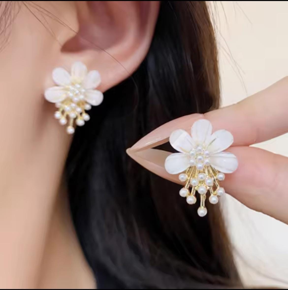ZJX-162 Flower Pearl Korean Earrings HHC