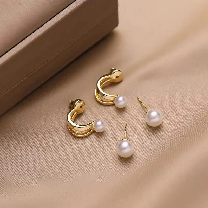 ZVT-167 Korean Pearl Circle Earrings HHC