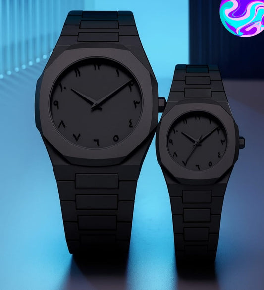Black Aura Couple Watch – Elegant Matching Watches for Men &amp; Women HHC