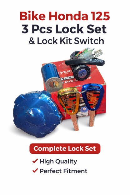Motorbike Three Piece Lock Set Lock Kit Switch for 125 HHC