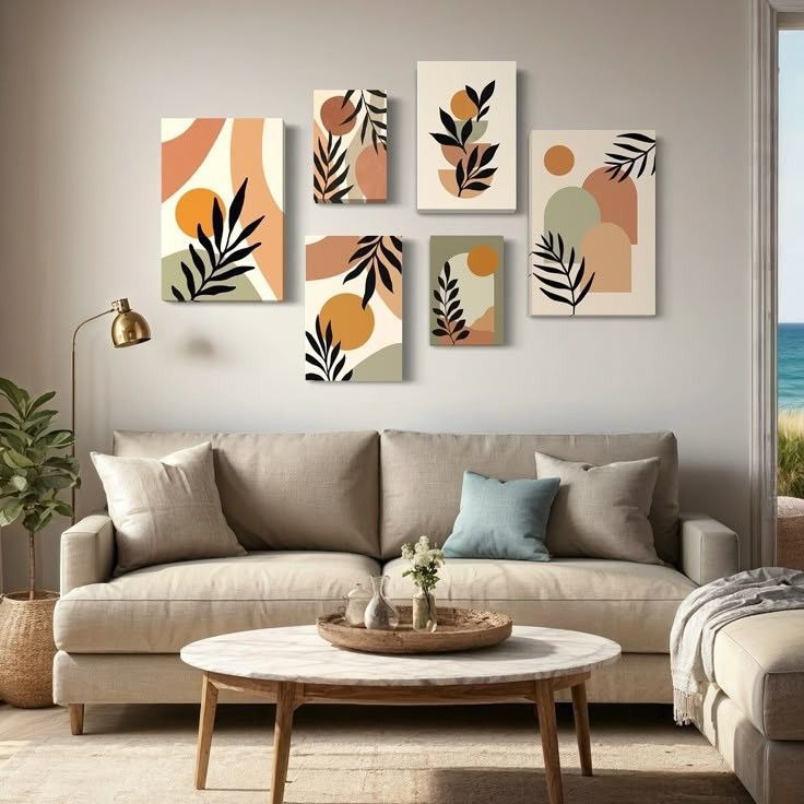 6-Piece Leaf Sticky Wall Art Frames – Natural Design, Fresh Look &amp; Everyday Home Décor HHC
