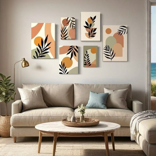 6-Piece Leaf Sticky Wall Art Frames – Natural Design, Fresh Look &amp; Everyday Home Décor HHC