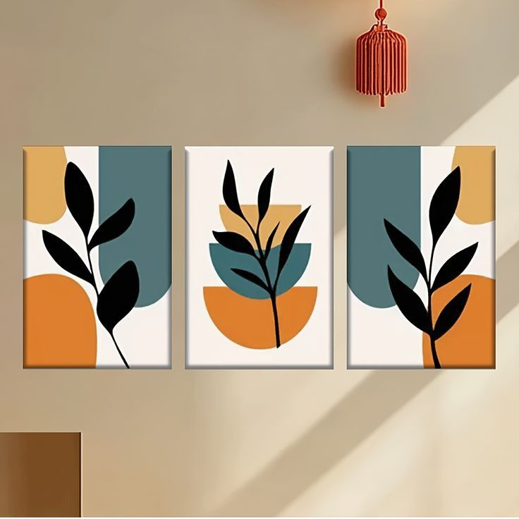 3-Piece Leaf Art Sticky Wall Frames – Creative Natural Design &amp; Elegant Look HHC