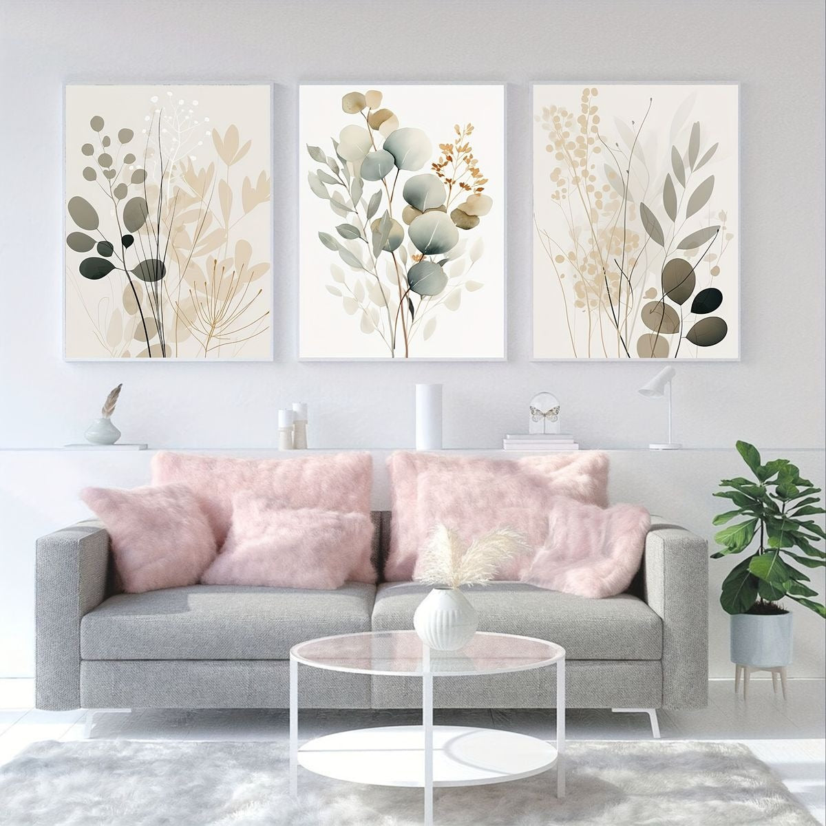 3-Piece Boho Floral Design Sticky Wall Tiles HHC