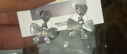 Heart Bow Zircon Korean Stud Earrings HHC