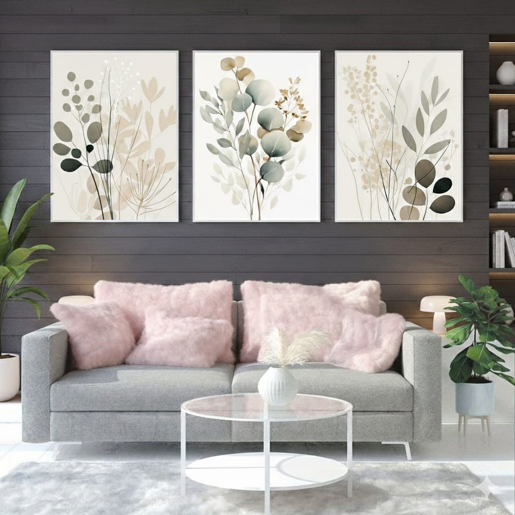 3-Piece Boho Floral Design Sticky Wall Tiles HHC