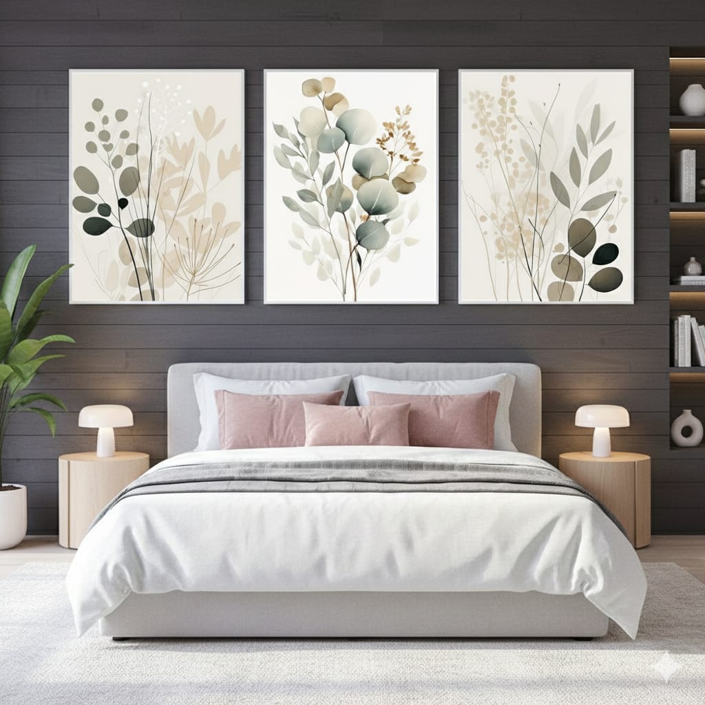 3-Piece Boho Floral Design Sticky Wall Tiles HHC