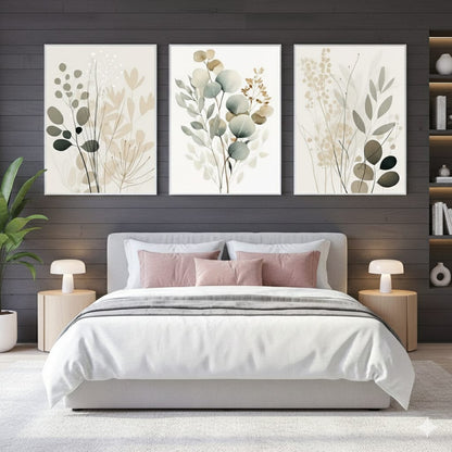 3-Piece Boho Floral Design Sticky Wall Tiles HHC