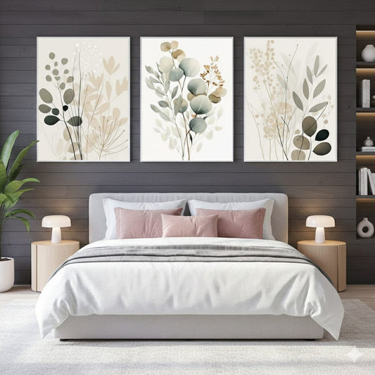 3-Piece Boho Floral Design Sticky Wall Tiles HHC