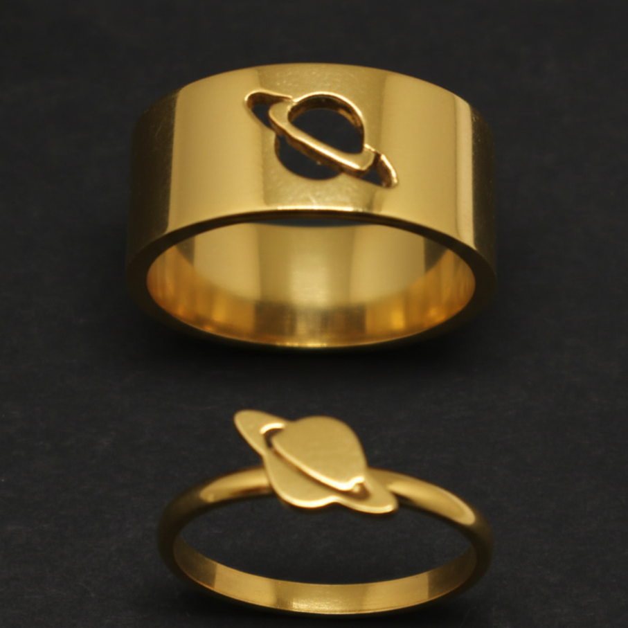 Planet Saturn Promise Couple Rings HHC