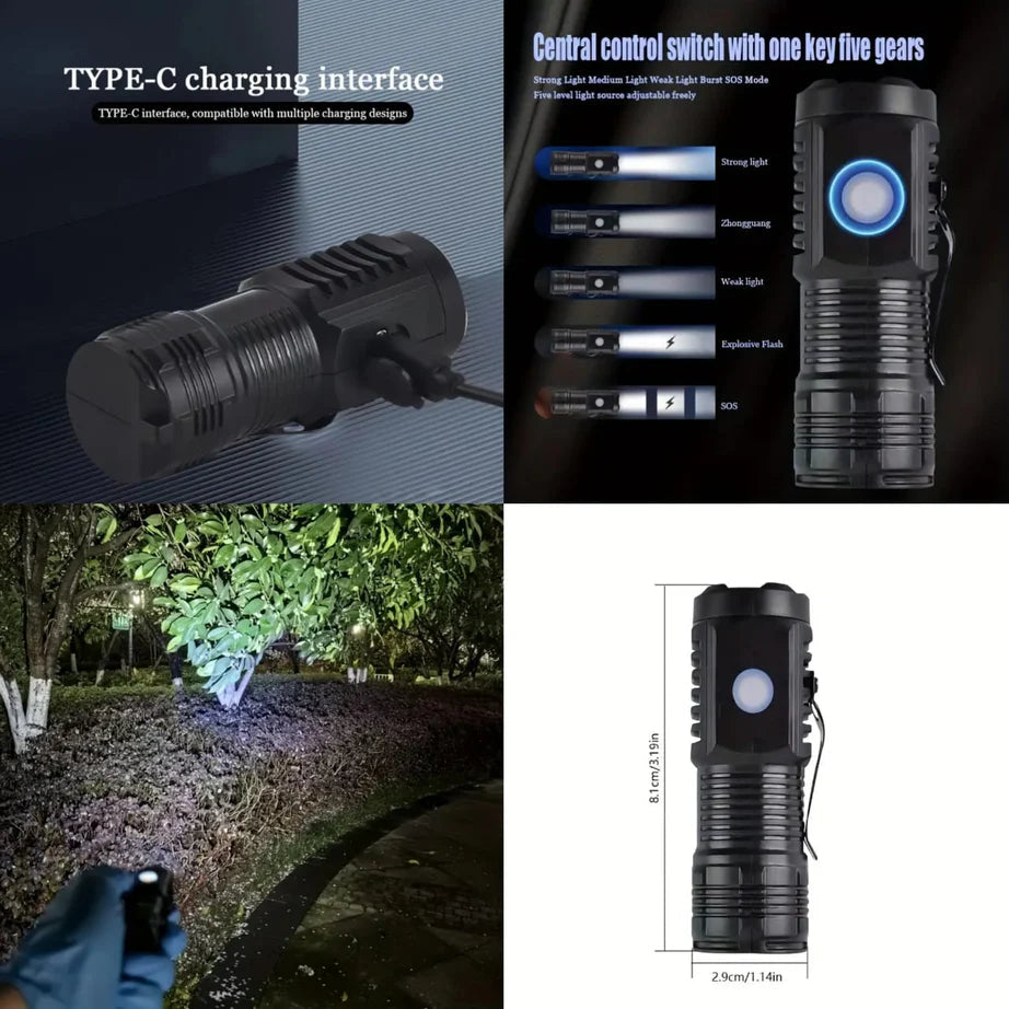 Rechargeable 3-LED Mini Flashlight – Portable Emergency Touch Light HHC