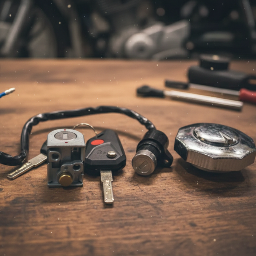 Computerised Key Lock Switch Kit 3 Pcs for Honda CD70 Bike HHC