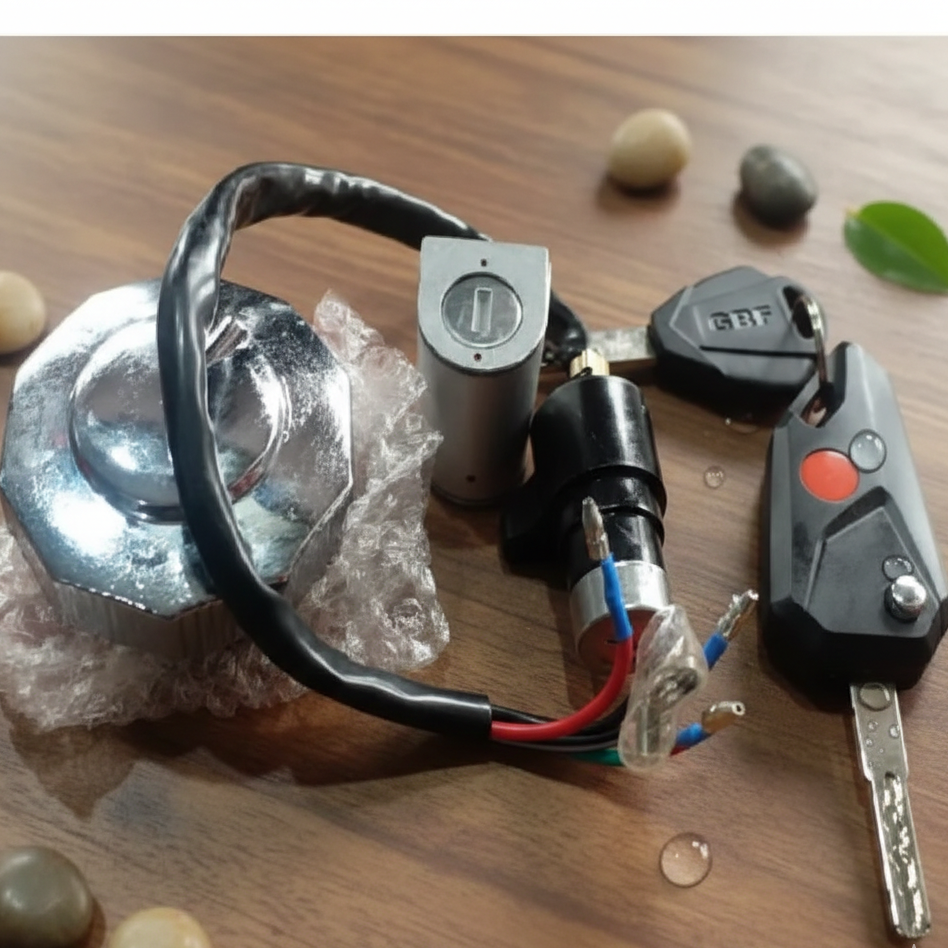 Computerised Key Lock Switch Kit 3 Pcs for Honda CD70 Bike HHC