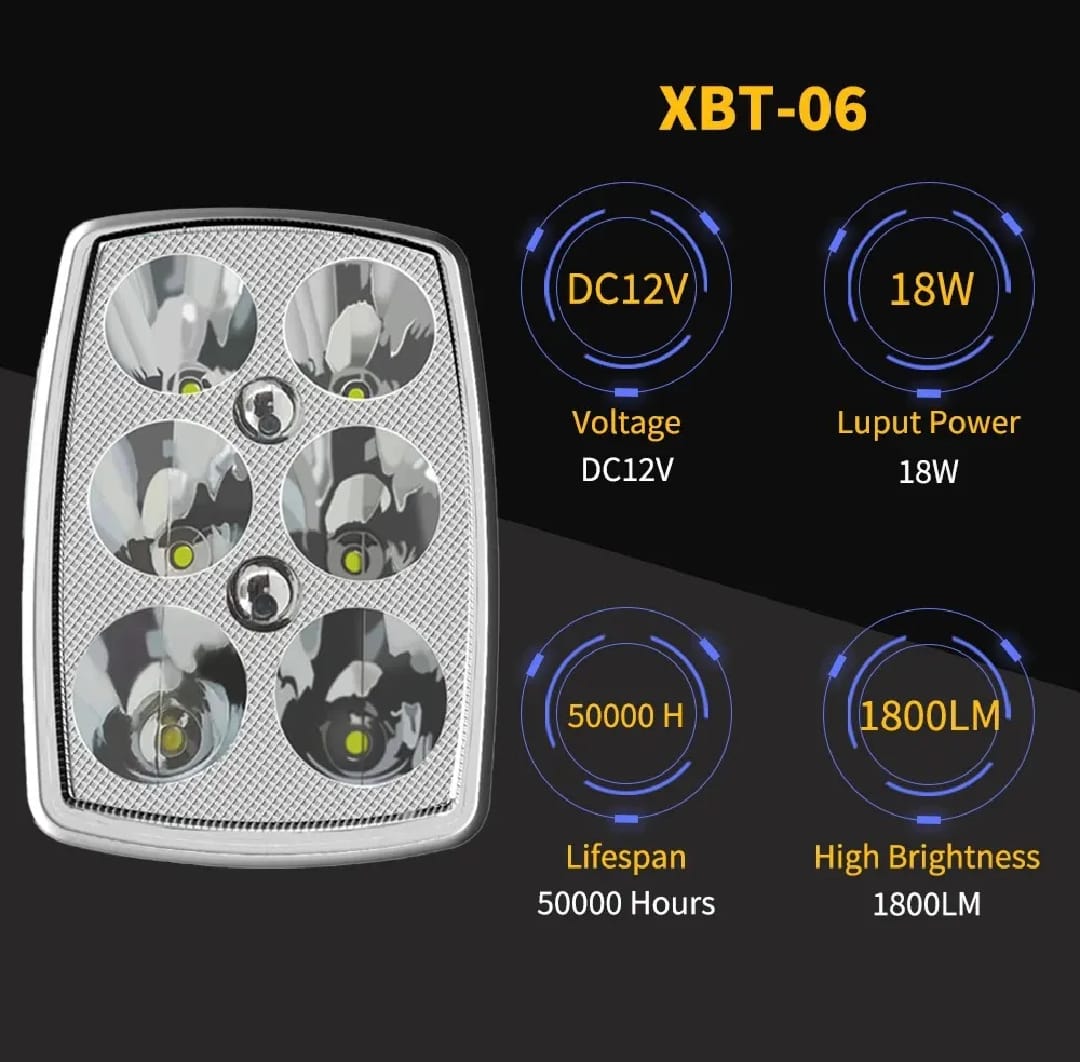 XBT-06 LED Fog Light High Motorcycle Square Headlight HHC