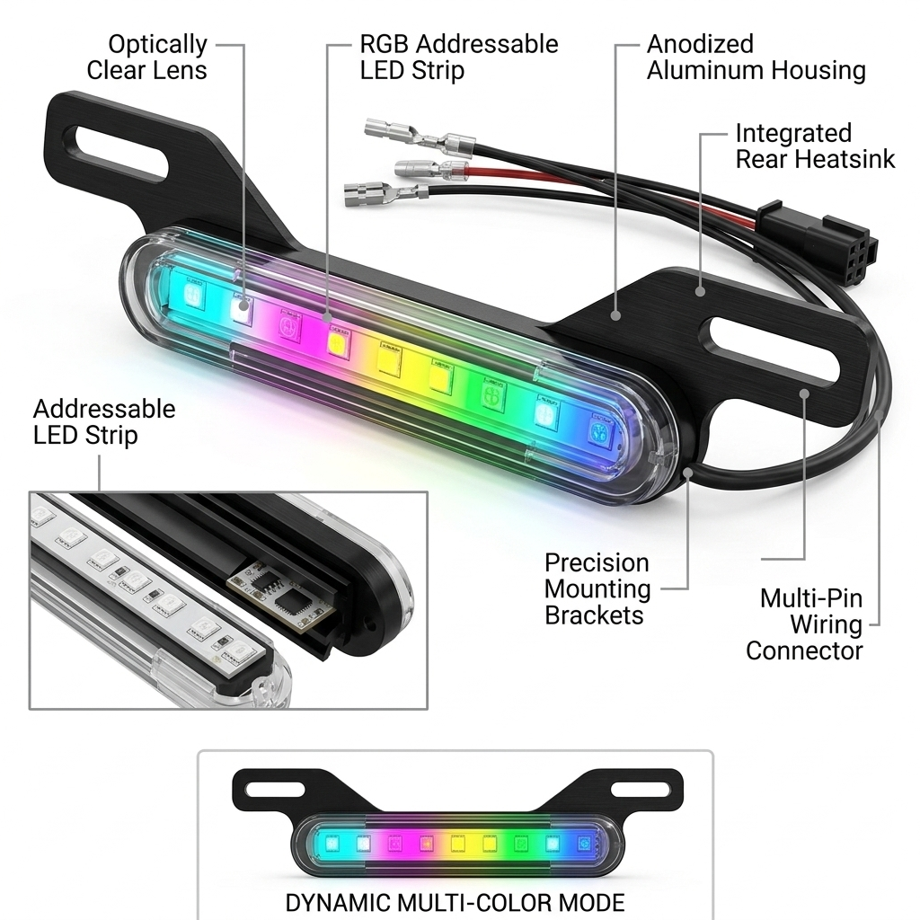 RGB Motorcycle License Plate Light Bar HHC