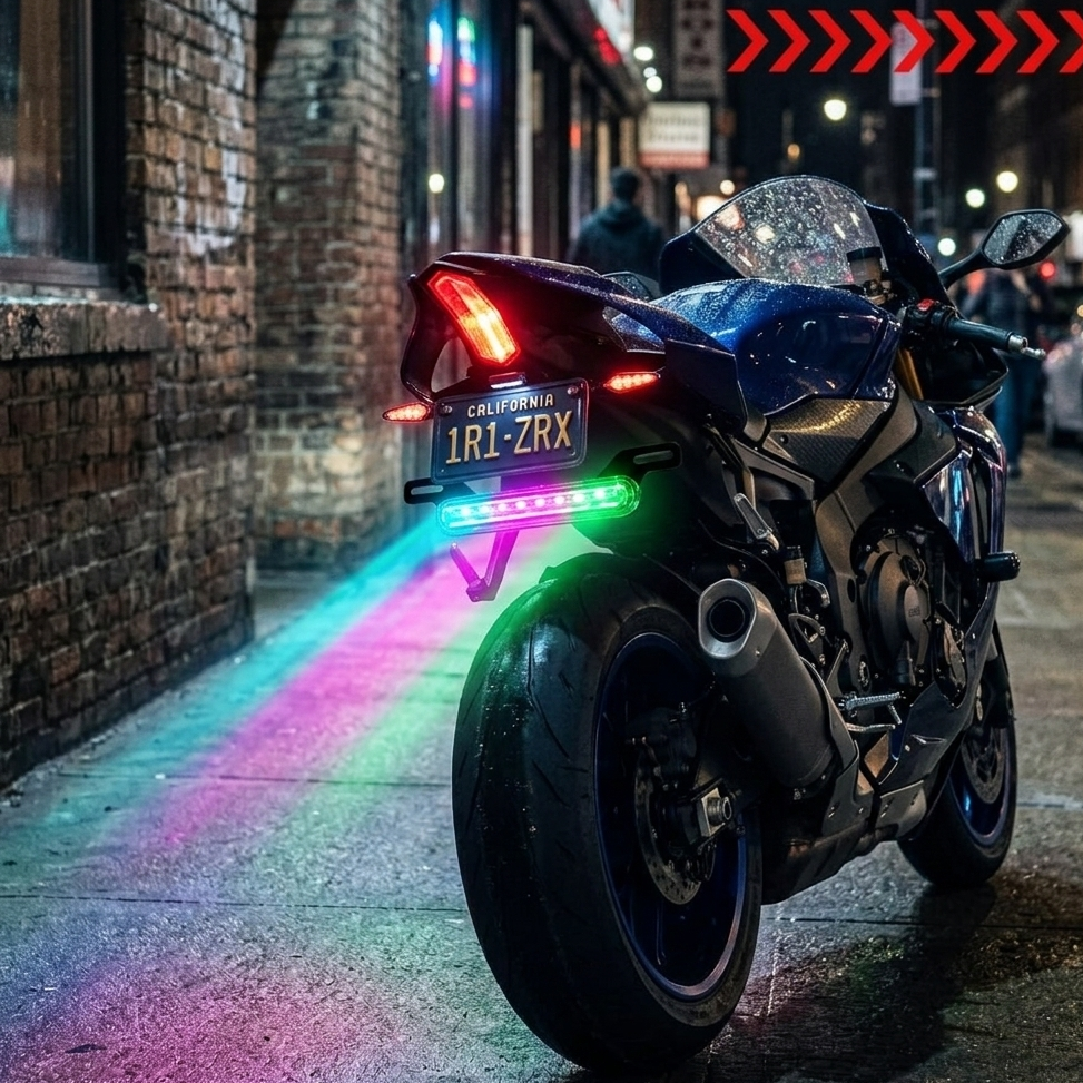 RGB Motorcycle License Plate Light Bar HHC