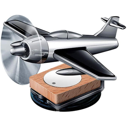 Solar Aeroplane Car Perfume Diffuser – Silver Aircraft Air Freshener for Car Dashboard HHC