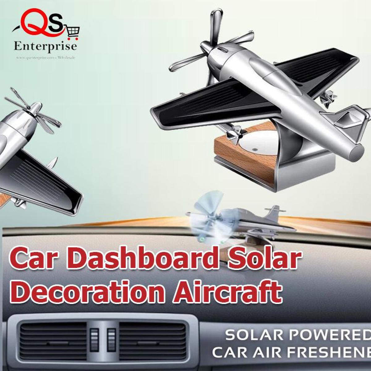 Solar Aeroplane Car Perfume Diffuser – Silver Aircraft Air Freshener for Car Dashboard HHC