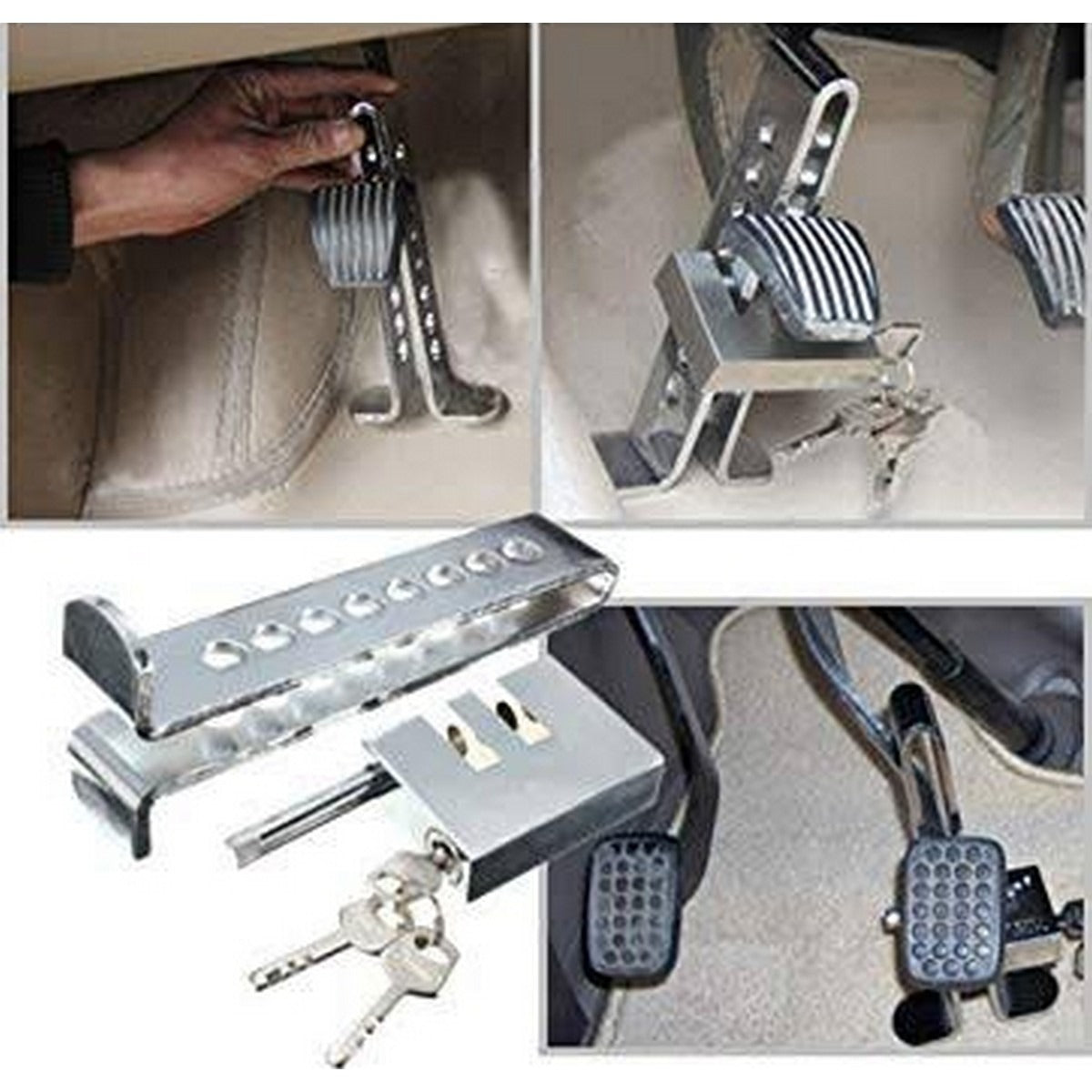 Car Stainless Steel Anti-Theft Brake &amp; Clutch Pedal Lock – Universal Car Security HHC