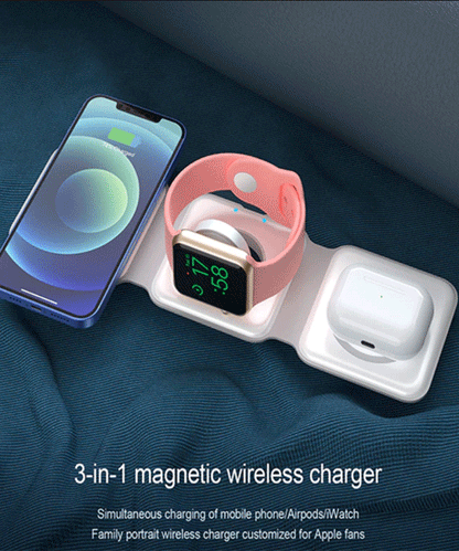 3 in 1 Magnetic Foldable Wireless Charging Station 15W Fast Charger for iPhone HHC