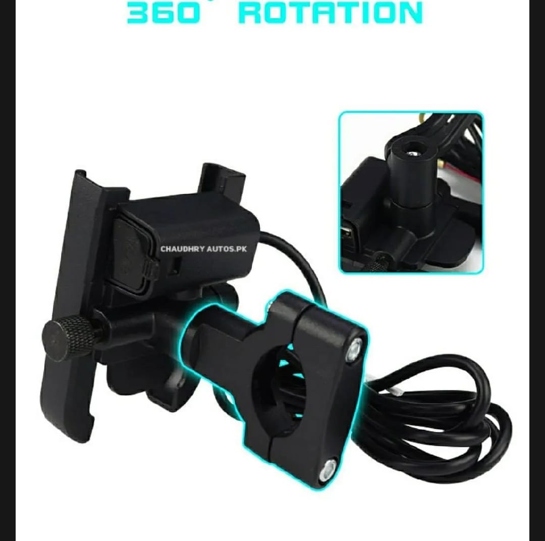Motorcycle Mobile Holder With Charger Aluminium Body Durable And Convenient HHC