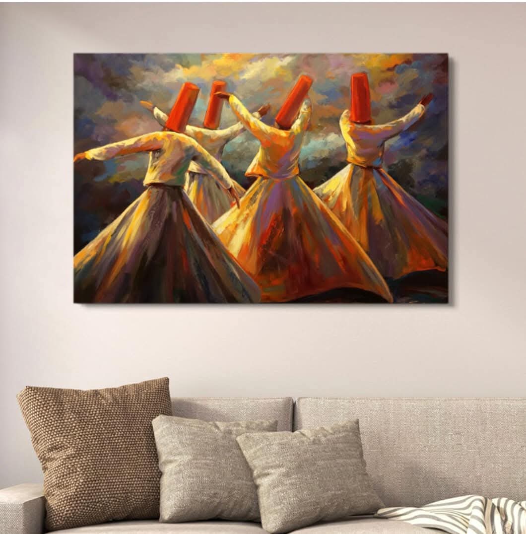 Whirling Dervish Landscape Canvas Art with Double Tape – 12×16 Inches HHC