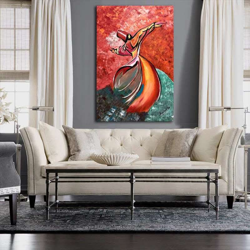 Rumi Whirling Dervish Sufi Painting Canvas Wall Art HHC