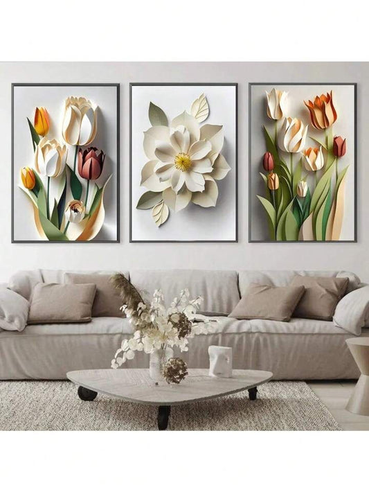 Modern 3D Effect Floral Wall Art Frames HHC