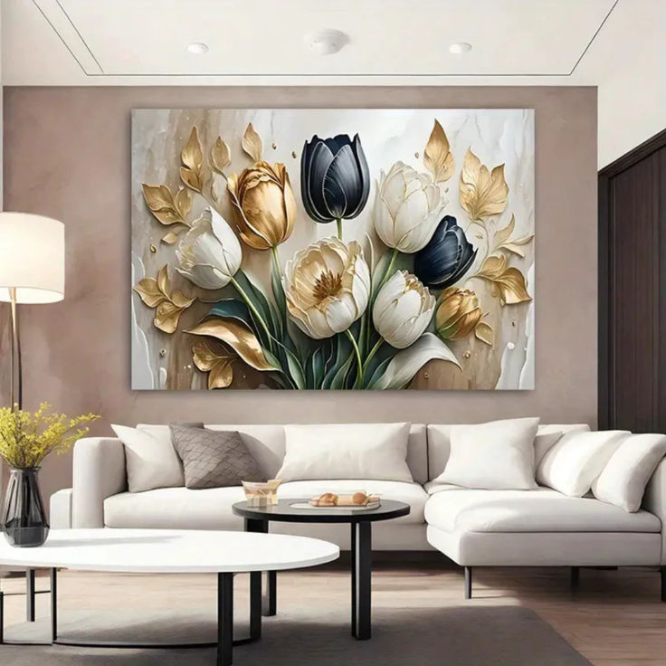 Modern 3D Effect Luxury Floral Wall Art Frame HHC