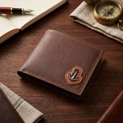 Anchor Emblem Bifold Leather Wallet with Box HHC