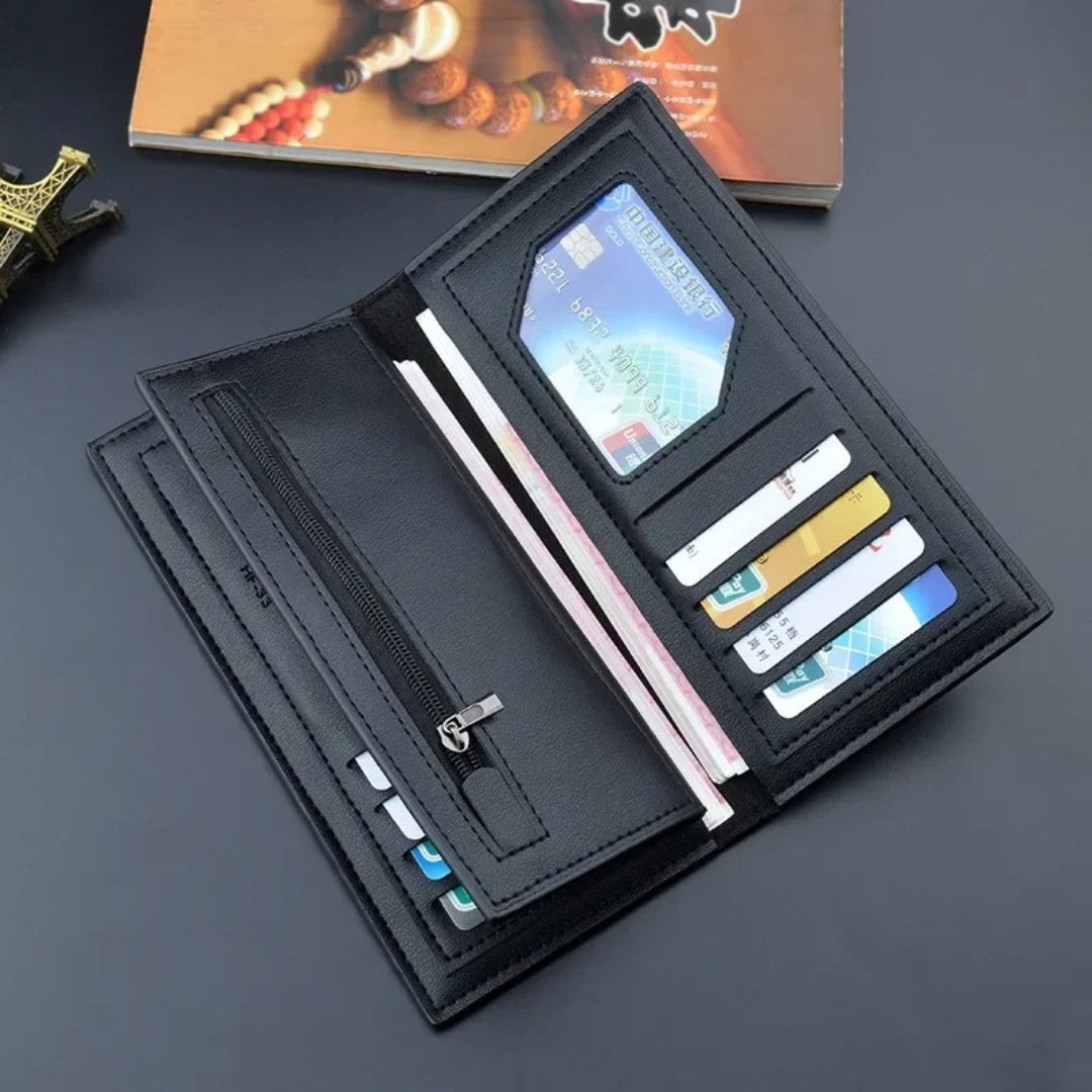 WAGLOK Dual Tone Magnetic Button Long Wallet for Men &amp; Women with Zipper Pocket HHC
