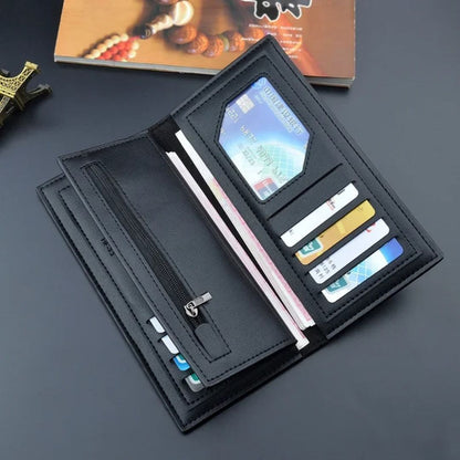 Long Wallet Purse – Contrast Band Design with Card Slots &amp; Zipper Pocket HHC
