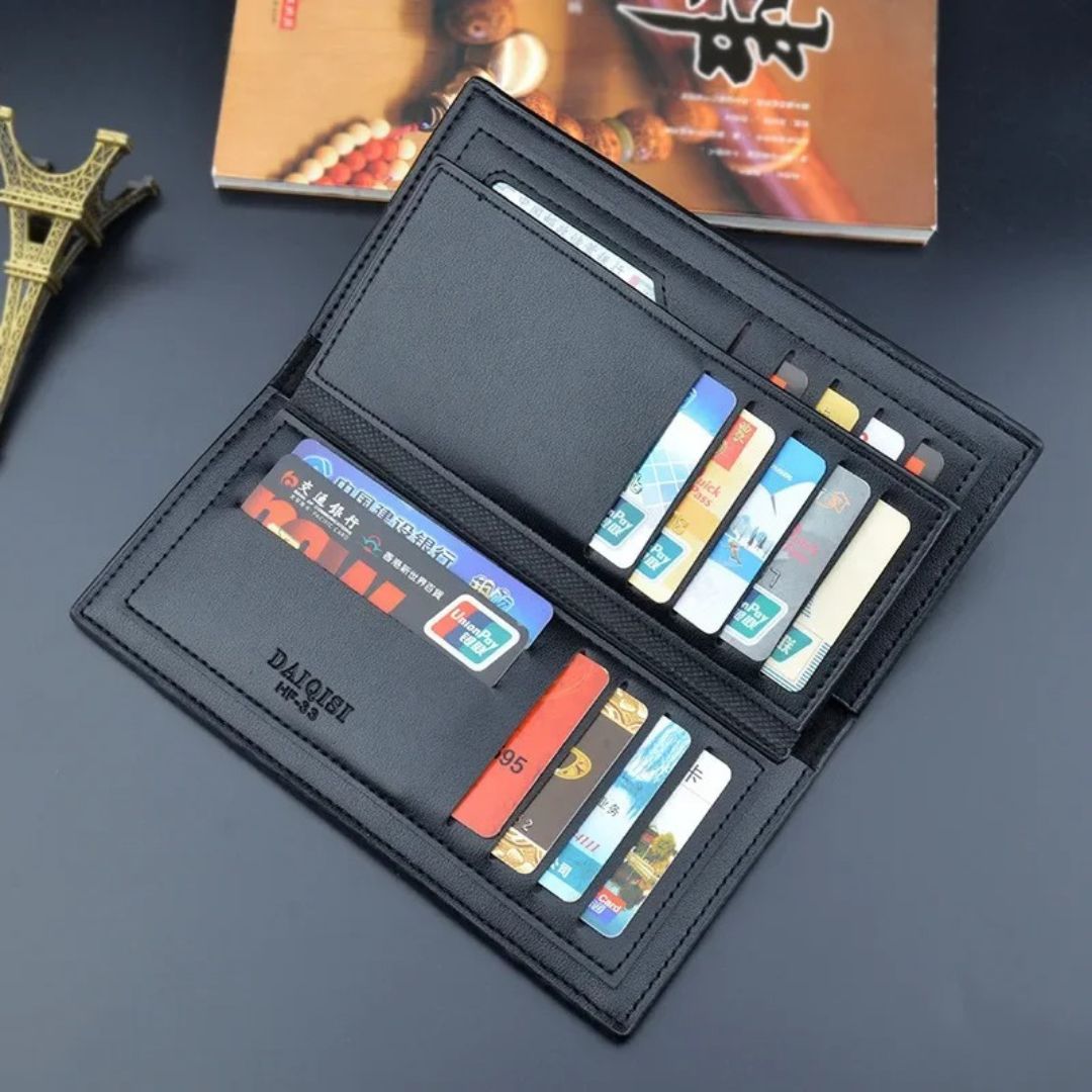 Modern Touch Long Wallet – Stylish Organizer with 14 Card Slots &amp; Zipper Pocket HHC