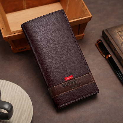 Long Wallet Purse – Contrast Band Design with Card Slots &amp; Zipper Pocket HHC